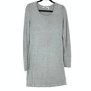 Three Dots Women's Size Medium 3/4 Sleeve Knit Crew-Neck T-Shirt Dress Gray